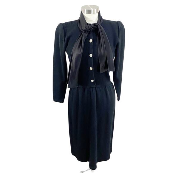 Vintage Dana Hogan Designed By Robyn Hogan Santana Knit Black Classic Dress Sz 4 - Picture 1 of 13